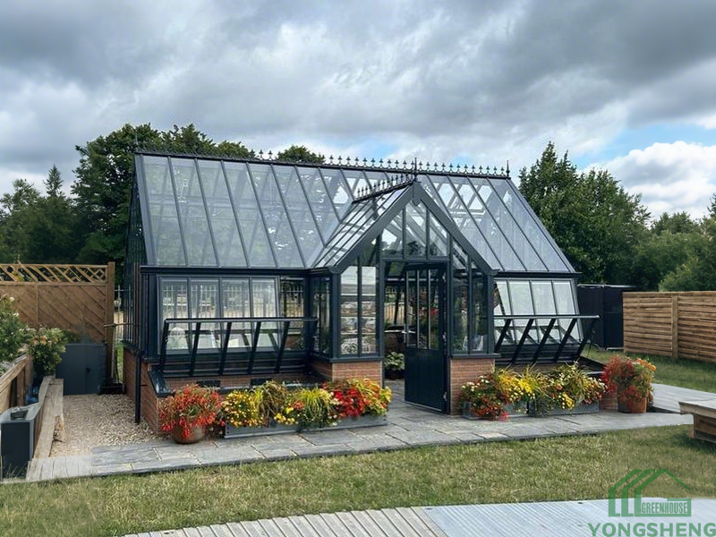 outdoor garden metal glass greenhouse